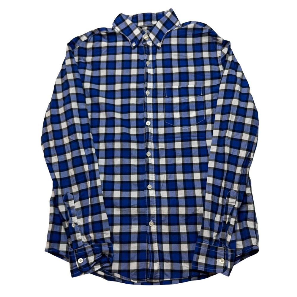 Aeropostale‎ Button Down Mens M Blue Plaid Gingham Long Sleeve Cotton Shirt